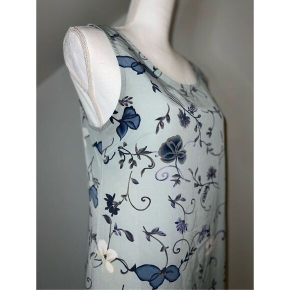 VTG Women’s Maxi Floral Tank Dress Blue Medium - Picture 3 of 10